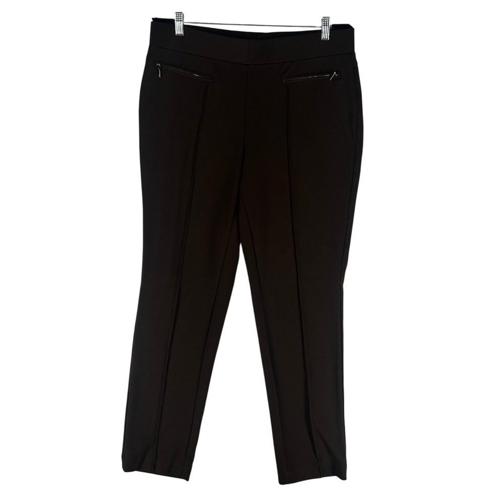 Rafaella Classic Dark Brown Pull On Pants Zipper Front Pockets Women's Size 16
